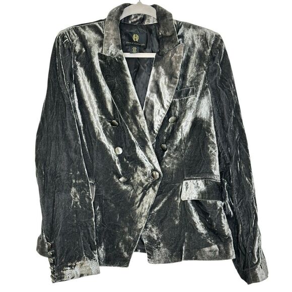 REVOLVE House of Harlow Gray Crushed Velvet Double Breasted Blazer | Size M - Picture 1 of 7